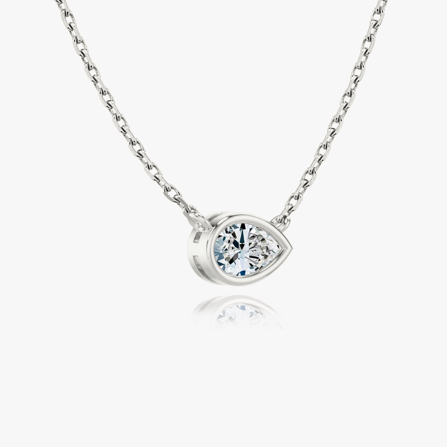 0.25 CT-1.0 CT Pear Bezel Solitaire CVD F/VS Diamond Necklace